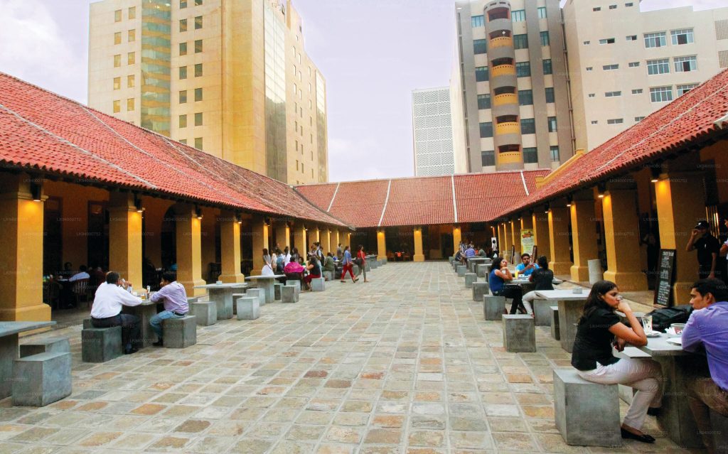 The inner courtyard of the Dutch Hospital shopping mall in Colombo, Sri Lanka.